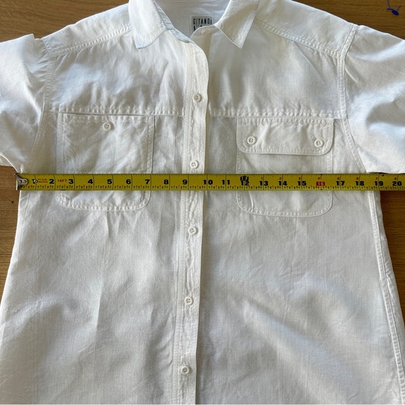 Vintage Gitano Ma 100% Cotton/Ramie Short Sleeve Button Up Sz S White Classic - Picture 7 of 9